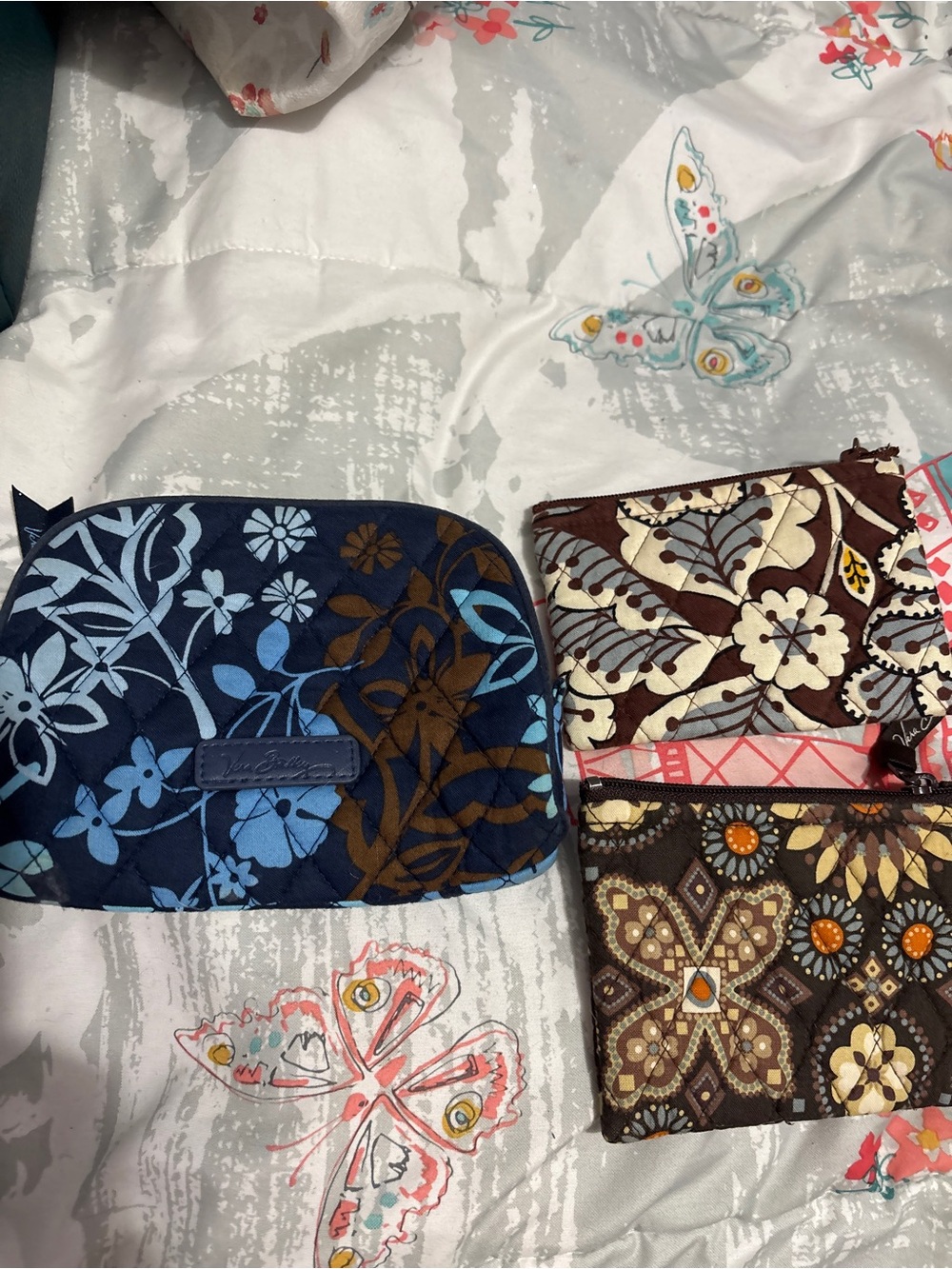 Vera Bradley Quilted Makeup Case and pouches